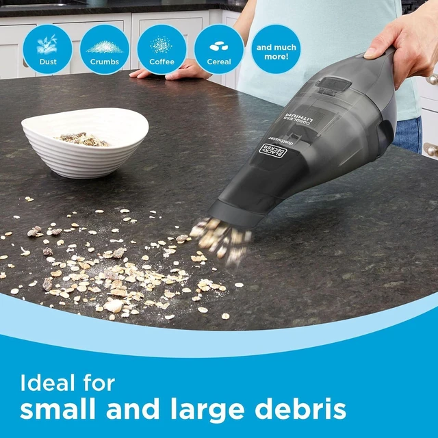 Alt view image 6 of 7 - BLACK+DECKER dustbuster Handheld Vacuum, 8V Cordless, Hand Vacuum for Quick Cleanup with Crevice Tool and Washable Filter (HNVC220BCZ01)