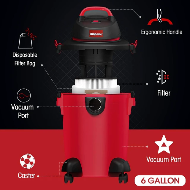 Alt view image 5 of 7 - Shop-Vac 6 Gallon 3.0 Peak HP Wet/Dry Vacuum, 3 in 1 Function - 5971636