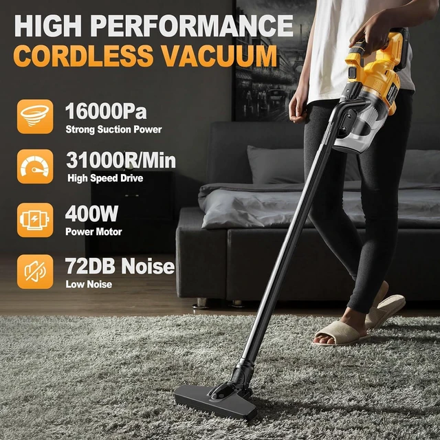 Alt view image 2 of 7 - Cordless Vacuum Compatible with Dewalt 20V Battery, Portable Handheld Vacuum Cleaner with 2 HEPA Filter, 4 Multi Nozzle, Power Shop Vacuum for Home, Car, Floor, Carpet (Battery Not Included)
