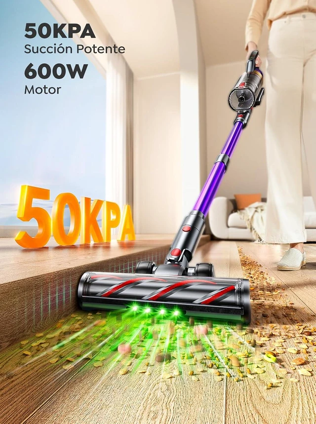 Alt view image 2 of 7 - INTETURE Cordless Vacuum Cleaner, 650W 55KPA 70 Mins Vacuum Cleaners for Home, Anti-Tangle Stick Vacuum with Touch Screen, Wall Mount Charging, Upgraded Vacuum Cordless for Pet Hair/Carpet/Floors