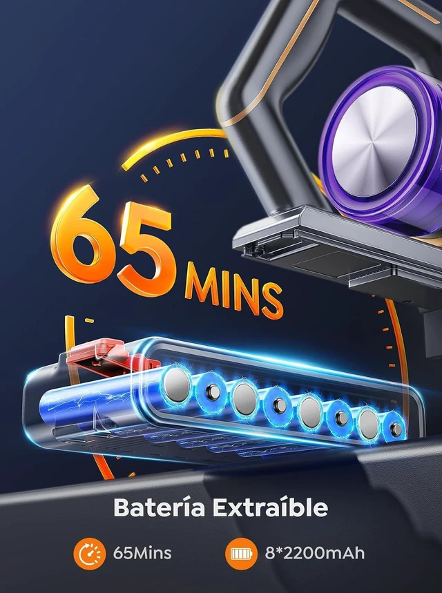 Alt view image 3 of 7 - INTETURE Cordless Vacuum Cleaner, 650W 55KPA 70 Mins Vacuum Cleaners for Home, Anti-Tangle Stick Vacuum with Touch Screen, Wall Mount Charging, Upgraded Vacuum Cordless for Pet Hair/Carpet/Floors