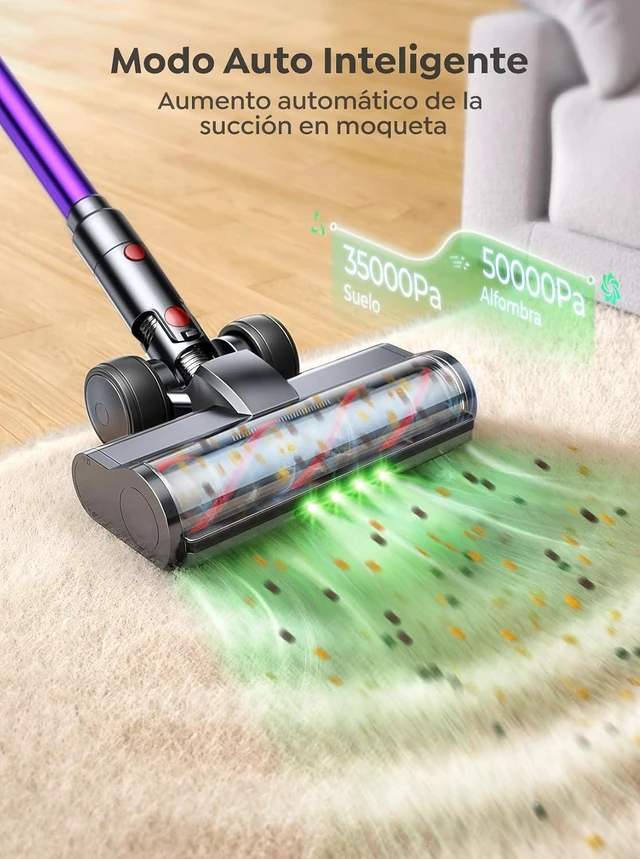 Alt view image 5 of 7 - INTETURE Cordless Vacuum Cleaner, 650W 55KPA 70 Mins Vacuum Cleaners for Home, Anti-Tangle Stick Vacuum with Touch Screen, Wall Mount Charging, Upgraded Vacuum Cordless for Pet Hair/Carpet/Floors