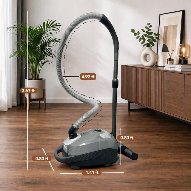Alt view image 3 of 7 - Akitas C11WT Bagged Canister Vacuum Cleaner, Wessel Turbo Brush for Pet Hair (Cat & Dog), HEPA Filtration, 33ft Cleaning Radius, with Retractable Cord and Wide Parquet Brush