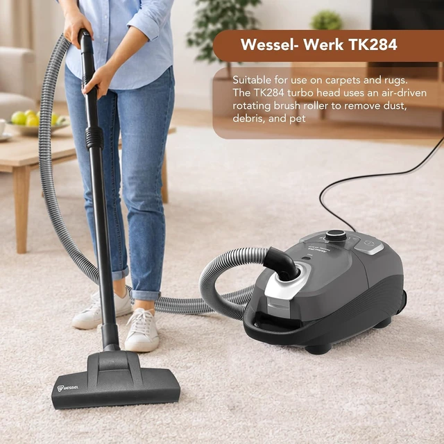 Alt view image 4 of 7 - Akitas C11WT Bagged Canister Vacuum Cleaner, Wessel Turbo Brush for Pet Hair (Cat & Dog), HEPA Filtration, 33ft Cleaning Radius, with Retractable Cord and Wide Parquet Brush