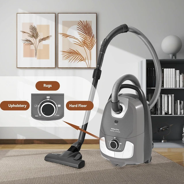 Alt view image 5 of 7 - Akitas C11WT Bagged Canister Vacuum Cleaner, Wessel Turbo Brush for Pet Hair (Cat & Dog), HEPA Filtration, 33ft Cleaning Radius, with Retractable Cord and Wide Parquet Brush