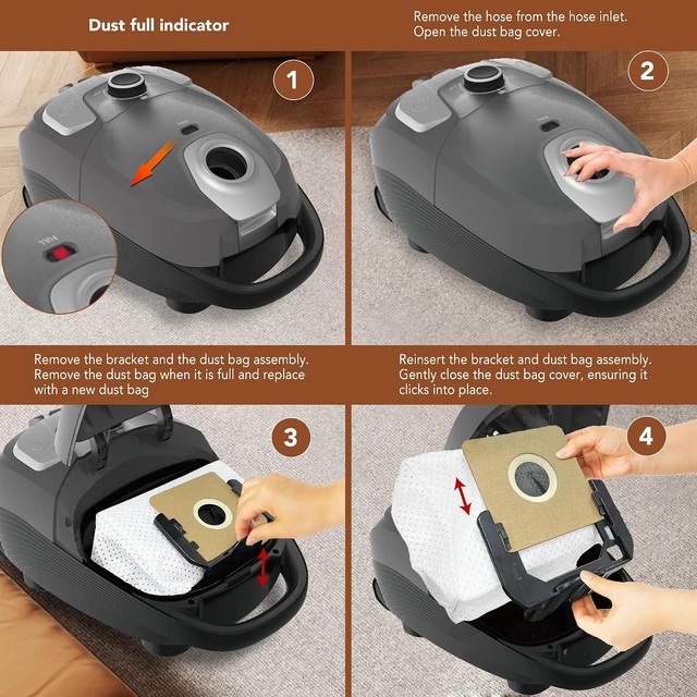 Alt view image 6 of 7 - Akitas C11WT Bagged Canister Vacuum Cleaner, Wessel Turbo Brush for Pet Hair (Cat & Dog), HEPA Filtration, 33ft Cleaning Radius, with Retractable Cord and Wide Parquet Brush