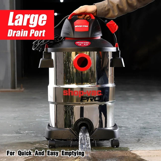 Alt view image 3 of 7 - Shop-Vac 12 Gallon 6.0 Peak HP Stainless Wet/Dry Vacuum, Heavy Duty