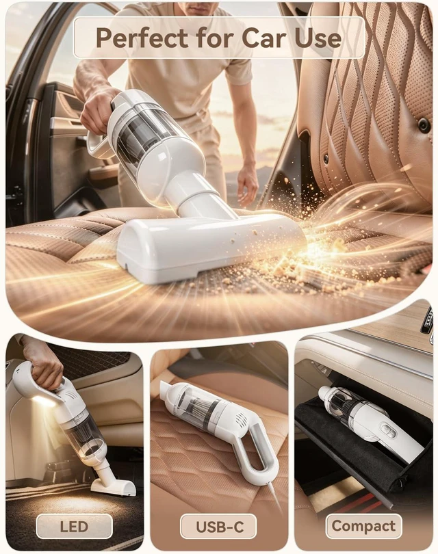 Alt view image 5 of 6 - Handheld Vacuum Cleaner, 20000 Pa Car Vacuum Cordless White