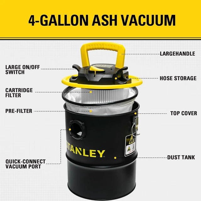 Alt view image 3 of 7 - STANLEY 4 Gallon 4 HP Ash Vacuum for Pellet Stoves and Fireplace SL18184