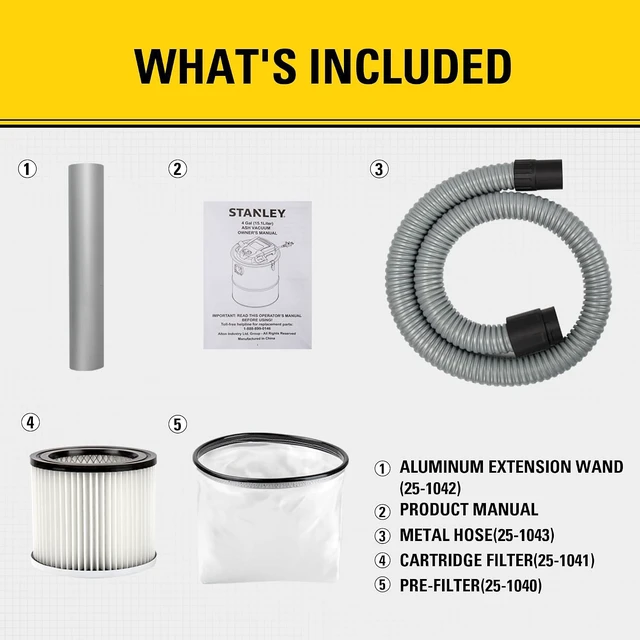 Alt view image 5 of 7 - STANLEY 4 Gallon 4 HP Ash Vacuum for Pellet Stoves and Fireplace SL18184