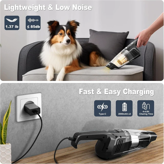 Alt view image 4 of 6 - TROIZO Handheld Vacuum Cordless, 14500PA Powerful Suction Hand Held Vacuum Cleaner with Brushless Motor, Rechargeable and Portable Car Vacuum for Home Office Car Pet