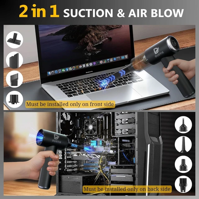 Alt view image 3 of 7 - Car Vacuum Cordless Handheld Vacuum Cleaner Mini Portable Car Vacuum Brushless Motor Rechargeable Type C Blower Inflator Deflator Car Cleaning Kit (DX-1 Pro)
