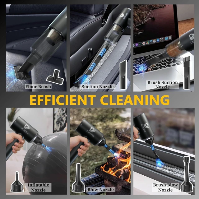 Alt view image 4 of 7 - Car Vacuum Cordless Handheld Vacuum Cleaner Mini Portable Car Vacuum Brushless Motor Rechargeable Type C Blower Inflator Deflator Car Cleaning Kit (DX-1 Pro)