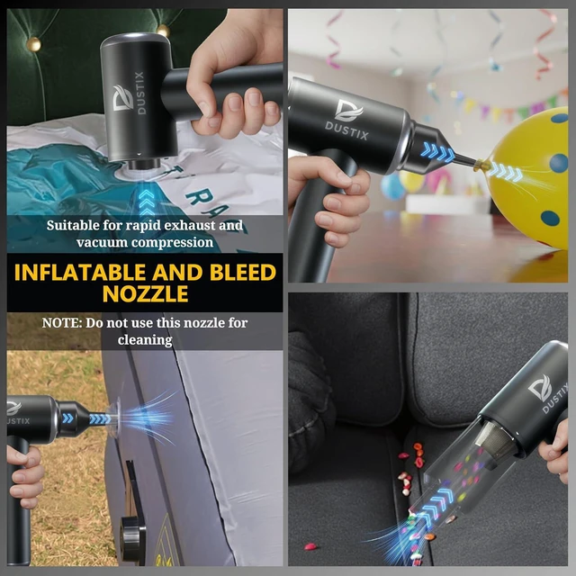 Alt view image 5 of 7 - Car Vacuum Cordless Handheld Vacuum Cleaner Mini Portable Car Vacuum Brushless Motor Rechargeable Type C Blower Inflator Deflator Car Cleaning Kit (DX-1 Pro)