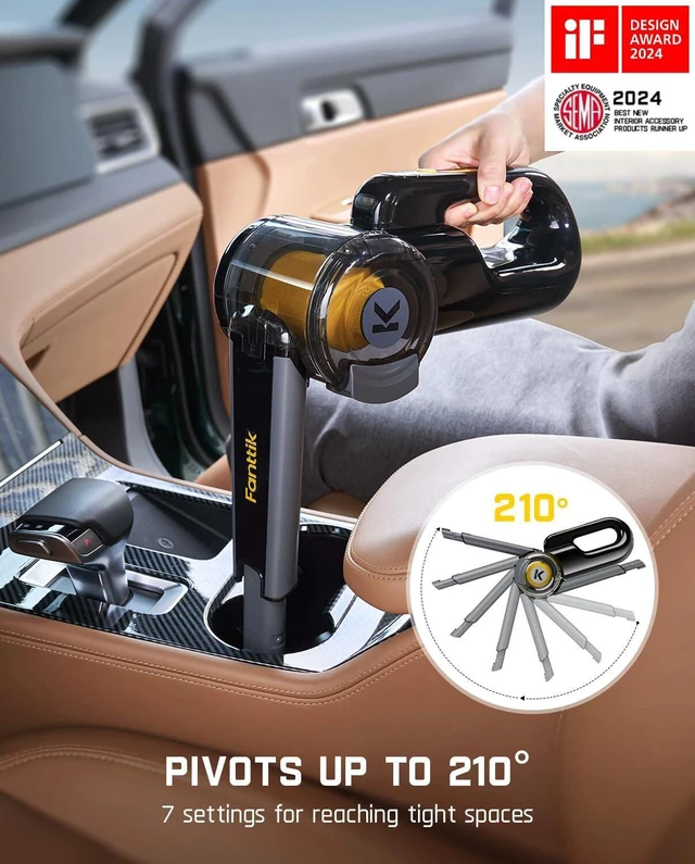 Alt view image 3 of 7 - Fanttik Fold V10 APEX Pivot Cordless Car Vacuum, 17000Pa Handheld Vacuum Suction Power, Smart LED Display, Portable for Car Home Pet (Deluxe with Flexible Hose&Pet Brush)