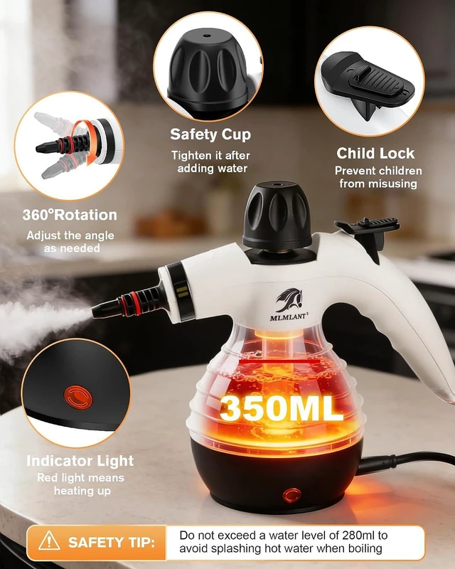 Alt view image 4 of 6 - MLMLANT 300°F HandHeld Steam Cleaner,3.5 Bar Steamer For Home