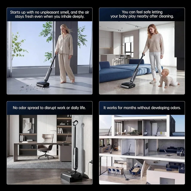Alt view image 7 of 7 - JONR H2 Cordless Wet Dry Vacuum Cleaner with Warm Water Self-Cleaning, Innovative Odor Protection Design, 20,000Pa Hurricane Suction, 180°Lie-Flat with Zero Power & Capacity Loss