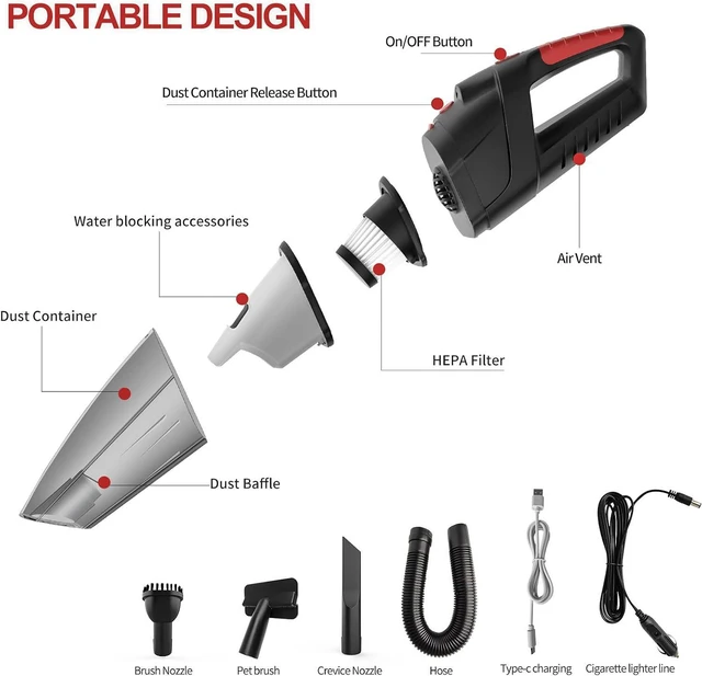 Alt view image 5 of 5 - Cordless Handheld Vacuum Cleaner, Rechargeable Portable Cleaner