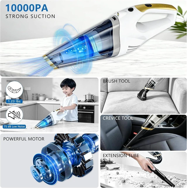 Alt view image 4 of 7 - Handheld Vacuum Cordless, Rechargeable Portable Car Vacuum with LED Light