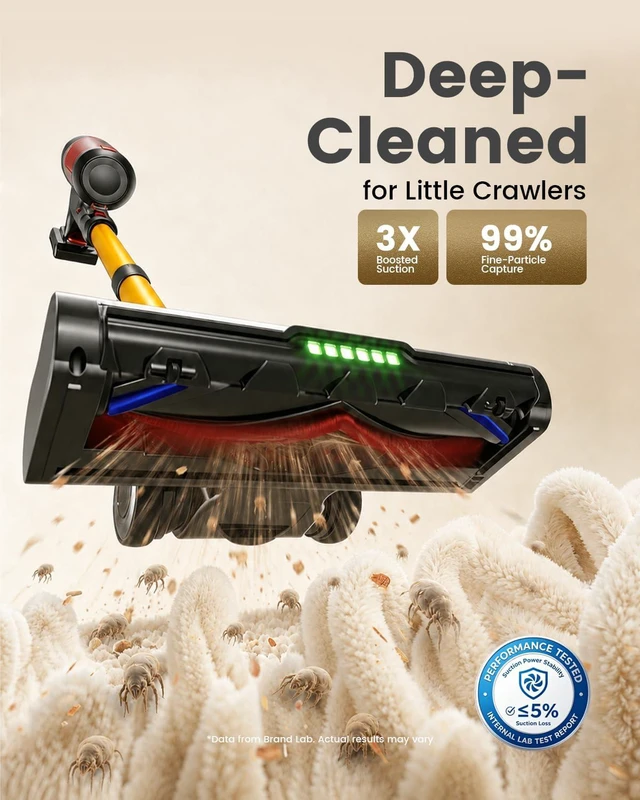 Alt view image 2 of 7 - Cordless Vacuum Cleaner, 650W 55KPa Powerful Suction, 75 Mins Runtime, Anti-Tangle, Self-Standing, 8-in-1 Lightweight Stick Vacuum for Hardwood Floor