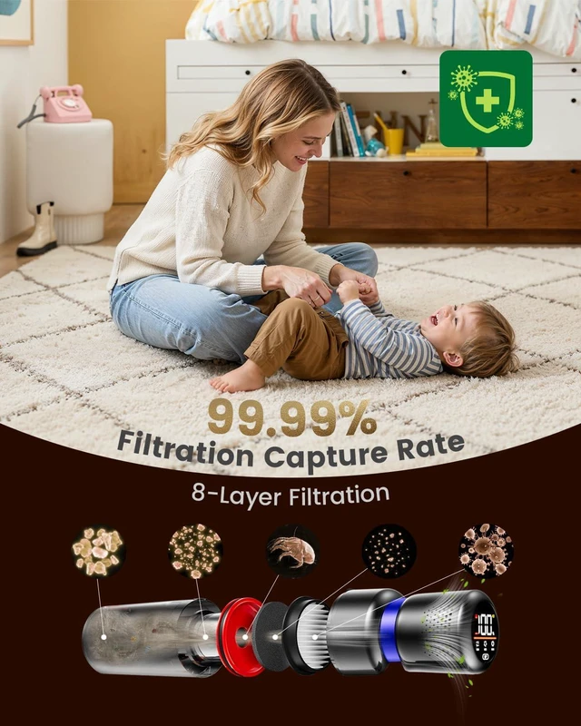 Alt view image 3 of 7 - Cordless Vacuum Cleaner, 650W 55KPa Powerful Suction, 75 Mins Runtime, Anti-Tangle, Self-Standing, 8-in-1 Lightweight Stick Vacuum for Hardwood Floor