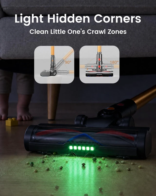 Alt view image 4 of 7 - Cordless Vacuum Cleaner, 650W 55KPa Powerful Suction, 75 Mins Runtime, Anti-Tangle, Self-Standing, 8-in-1 Lightweight Stick Vacuum for Hardwood Floor