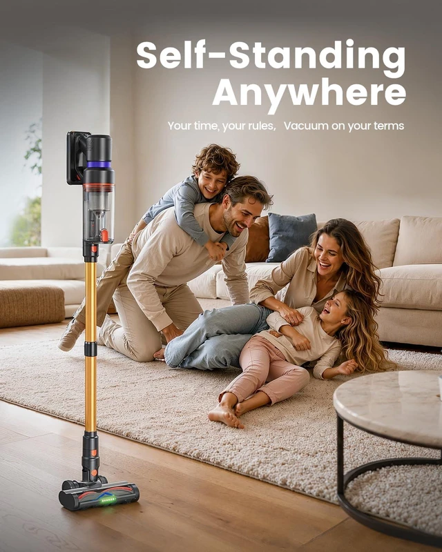 Alt view image 7 of 7 - Cordless Vacuum Cleaner, 650W 55KPa Powerful Suction, 75 Mins Runtime, Anti-Tangle, Self-Standing, 8-in-1 Lightweight Stick Vacuum for Hardwood Floor