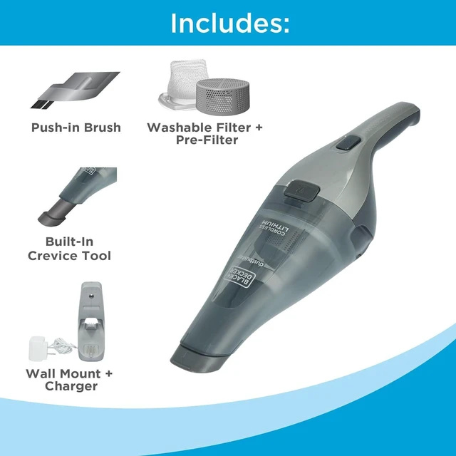 Alt view image 2 of 7 - BLACK+DECKER dustbuster Handheld Vacuum, 8V Cordless, Hand Vacuum for Quick Cleanup with Crevice Tool and Washable Filter (HNVC220BCZ01)