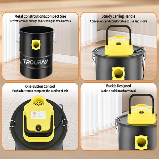 Alt view image 7 of 7 - Ash Vacuum Cleaner, 800W,2.6 Gallon Fireplace Vacuum