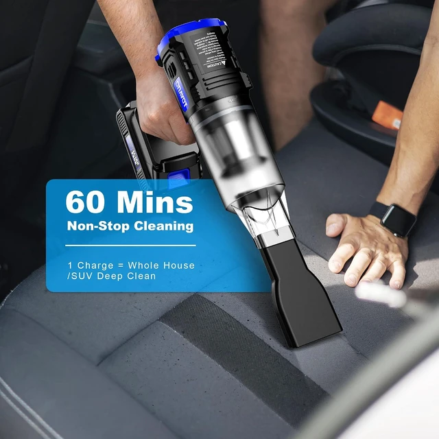 Alt view image 6 of 7 - Car Vacuum Cordless, 35000PA Strong Suction Handheld Vacuum with 2 Detachable Batteries, 60Min Runtime Portable Vacuum Cleaner for Car Detailing, Pet Hair, Home Couch & Office, 350ML XL Dust Cup