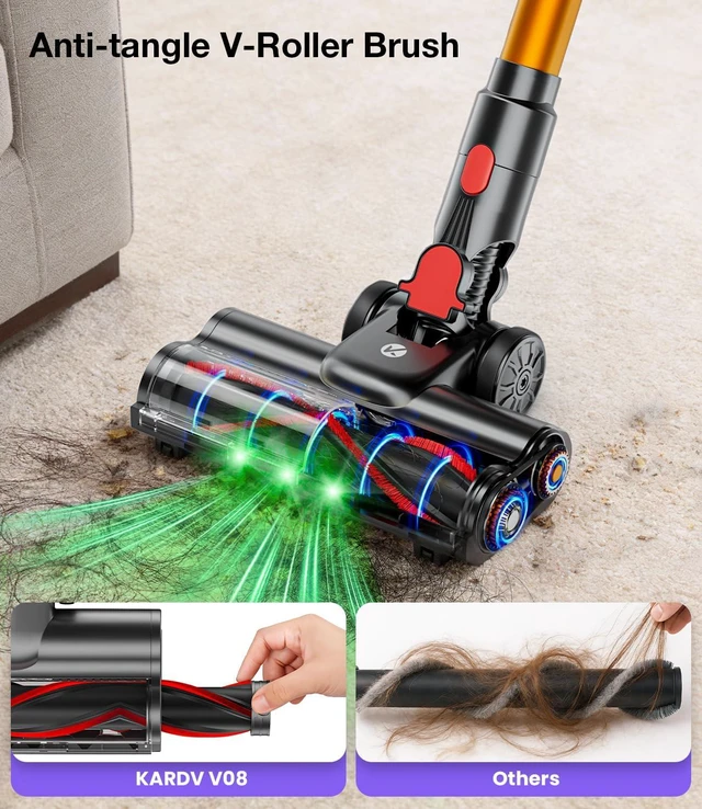 Alt view image 5 of 7 - Cordless Vacuum Cleaner, 600W 50KPA Vacuum Cleaners for Home, 65Mins Stick Vacuum Cordless with Self-Standing, LED Display & Anti-Tangle, Lightweight Wireless Vacuum for Pet Hair/Carpets/Floors