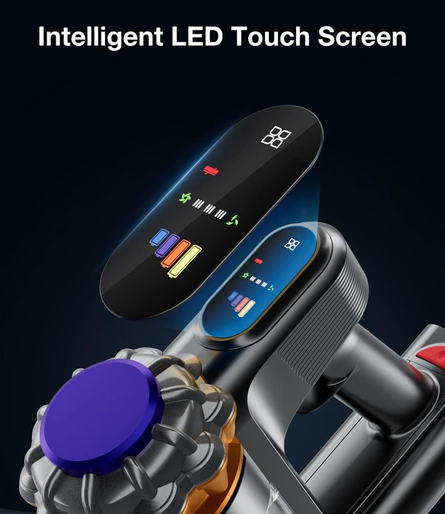 Alt view image 7 of 7 - Cordless Vacuum Cleaner, 600W 50KPA Vacuum Cleaners for Home, 65Mins Stick Vacuum Cordless with Self-Standing, LED Display & Anti-Tangle, Lightweight Wireless Vacuum for Pet Hair/Carpets/Floors