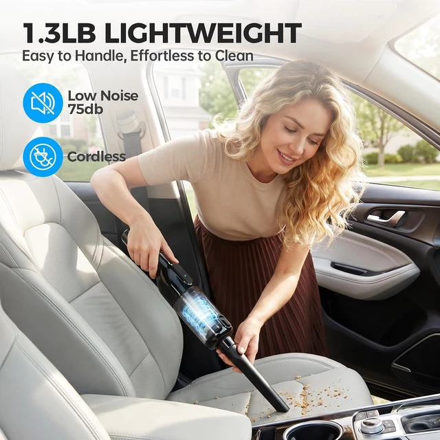 Alt view image 4 of 7 - dormzie Handheld Vacuum Cordless, Car Vacuum with 19000Pa Powerful Suction,1.3 lbs Lightweight, Type-C Charge, Multiple Accessories for Car Home Office Pet