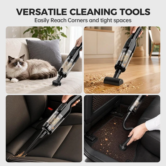 Alt view image 5 of 7 - dormzie Handheld Vacuum Cordless, Car Vacuum with 19000Pa Powerful Suction,1.3 lbs Lightweight, Type-C Charge, Multiple Accessories for Car Home Office Pet