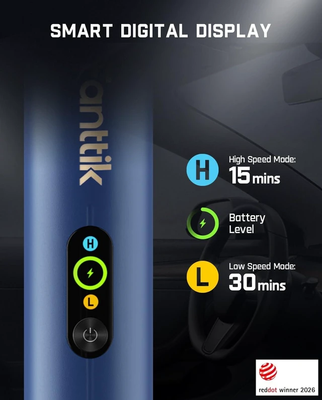Alt view image 2 of 7 - Fanttik Slim V10 APEX Cordless Car Vacuum, 4-in-1 Portable Mini Handheld Vac, Upgraded Smart Digital Display, 19kPa Suction Power, 2 Suction Modes for Small Jobs, Car, Office Desk, Keyboards (Blue)