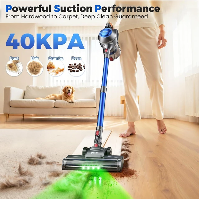 Alt view image 2 of 7 - UML0 Cordless Vacuum Cleaner, Powerful Suction Stick Vacuum Cleaners for Home, 45 Mins Runtime, 1.6L Dust Box, Anti-Tangle, 8-in-1 Rechargeable Vacuum for Hardwood Floor,Carpet,Pet Hair