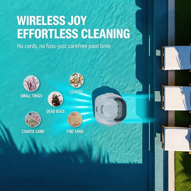 Alt view image 3 of 7 - Cordless Robotic Pool Cleaner, White
