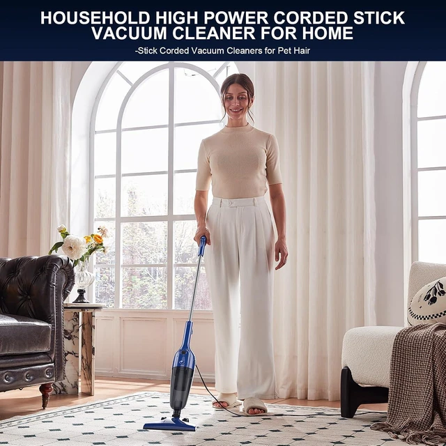 Alt view image 3 of 7 - Stick Lightweight Vacuum Cleaner for Home & Apartment, Corded Handheld vac Cleaners with Crevice Tool, Perfect Household Vacuum Cleaners for Carpet, pet Hair, Hardwood Floor (Blue)