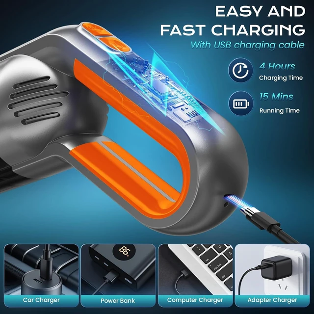 Alt view image 3 of 7 - Portable Handheld Vacuum Cordless 8KPA Car Cleaner LED Light