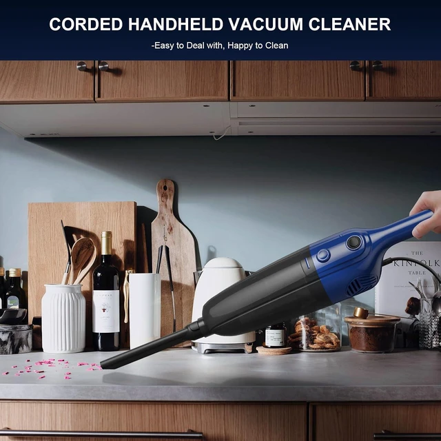 Alt view image 7 of 7 - Stick Lightweight Vacuum Cleaner for Home & Apartment, Corded Handheld vac Cleaners with Crevice Tool, Perfect Household Vacuum Cleaners for Carpet, pet Hair, Hardwood Floor (Blue)