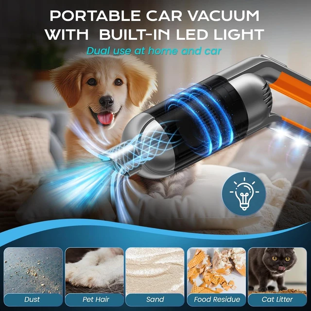 Alt view image 5 of 7 - Portable Handheld Vacuum Cordless 8KPA Car Cleaner LED Light