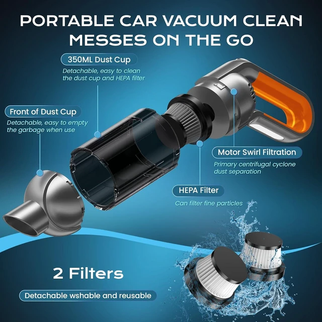 Alt view image 6 of 7 - Portable Handheld Vacuum Cordless 8KPA Car Cleaner LED Light