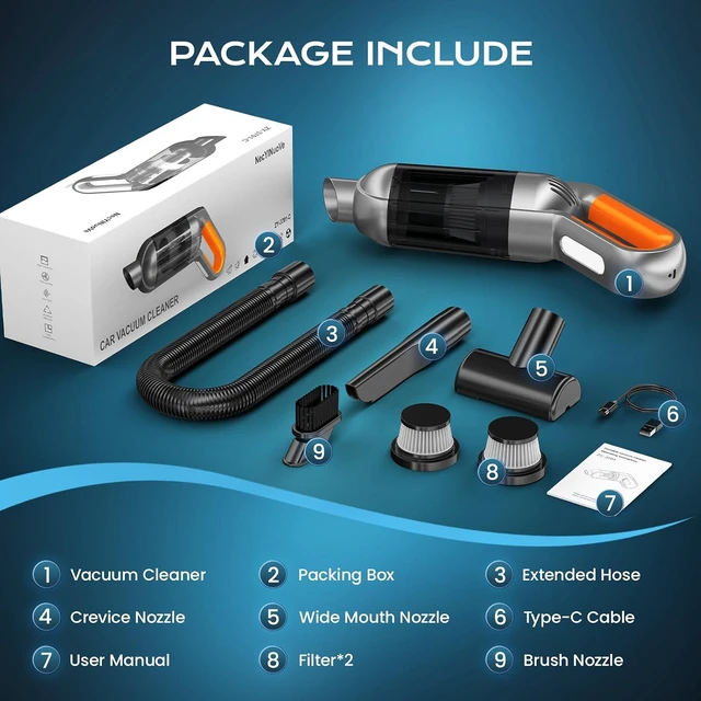 Alt view image 7 of 7 - Portable Handheld Vacuum Cordless 8KPA Car Cleaner LED Light
