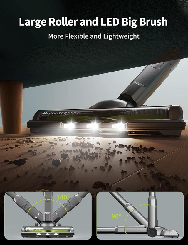 Alt view image 6 of 7 - kalado Cordless Vacuum Cleaner 250w, 26000pa Stick Vacuum Cleaner, LED Display Screen, Detachable Battery, Suitable for Hard Floors, Carpets, Pet Hair