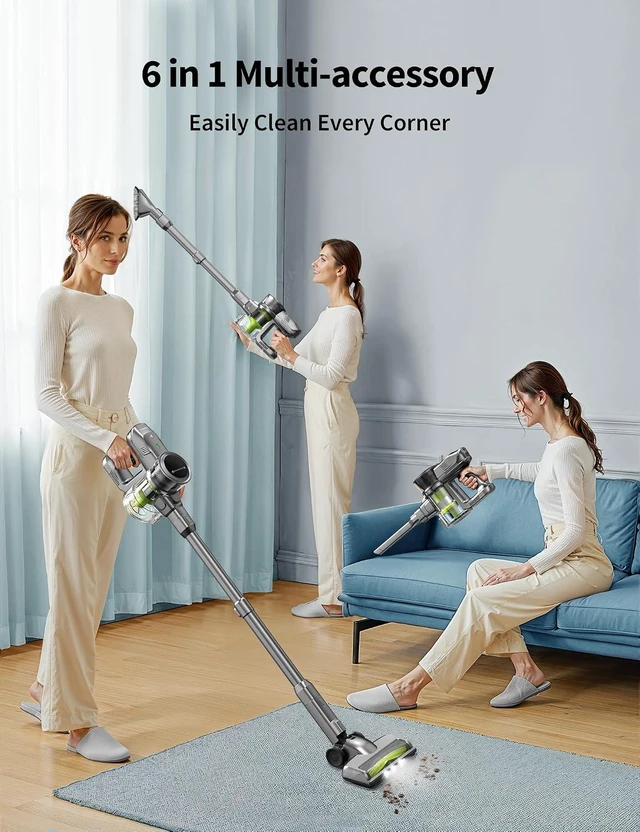 Alt view image 7 of 7 - kalado Cordless Vacuum Cleaner 250w, 26000pa Stick Vacuum Cleaner, LED Display Screen, Detachable Battery, Suitable for Hard Floors, Carpets, Pet Hair
