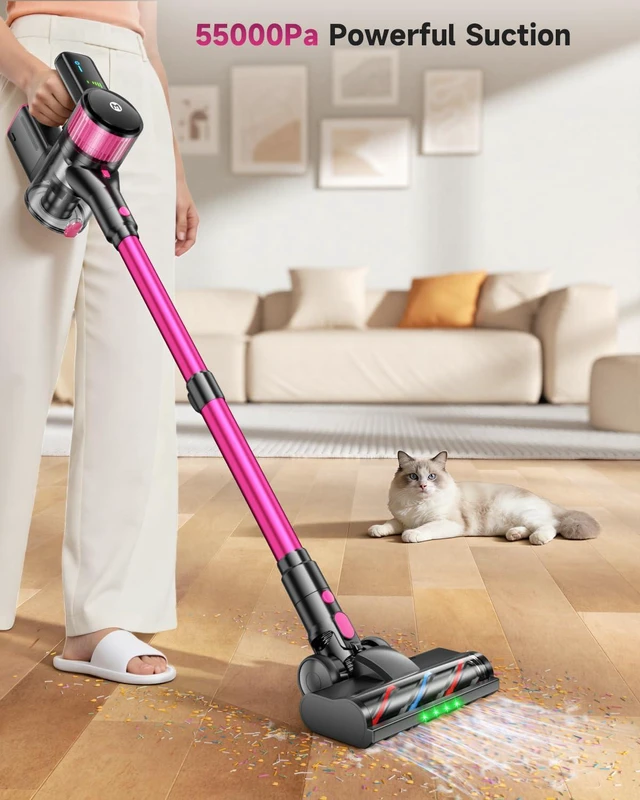 Alt view image 2 of 7 - MYUAKO Cordless Vacuum Cleaner 650W 55kPa Vacuum Cleaners for Home Up to 75Mins, Cordless Rechargeable Vacuum Cleaner Anti-Tangled Vacuum Cleaner 2L for Hardwood Floor,Carpets,Pet Hair Nova R8
