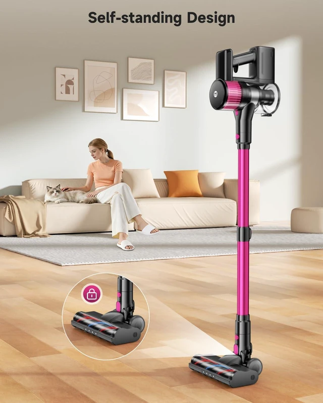 Alt view image 4 of 7 - MYUAKO Cordless Vacuum Cleaner 650W 55kPa Vacuum Cleaners for Home Up to 75Mins, Cordless Rechargeable Vacuum Cleaner Anti-Tangled Vacuum Cleaner 2L for Hardwood Floor,Carpets,Pet Hair Nova R8