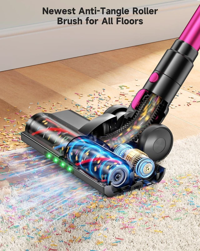Alt view image 5 of 7 - MYUAKO Cordless Vacuum Cleaner 650W 55kPa Vacuum Cleaners for Home Up to 75Mins, Cordless Rechargeable Vacuum Cleaner Anti-Tangled Vacuum Cleaner 2L for Hardwood Floor,Carpets,Pet Hair Nova R8