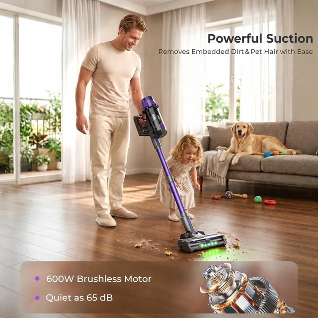 Alt view image 2 of 7 - Cordless Vacuum Cleaner for Pet Hair, Powerful Suction, Up to 70Min Runtime