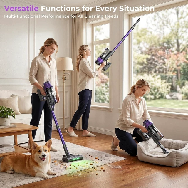 Alt view image 3 of 7 - Cordless Vacuum Cleaner for Pet Hair, Powerful Suction, Up to 70Min Runtime